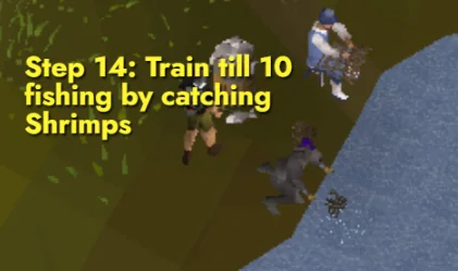 Train from 9 till 10 fishing with a small fishing net at any shrimp fishing spot