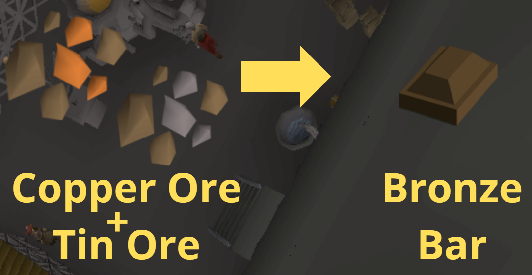 copper ore and tin ore to bronze bar.webp