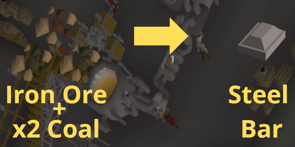 iron ore and two coal to steel bar.webp