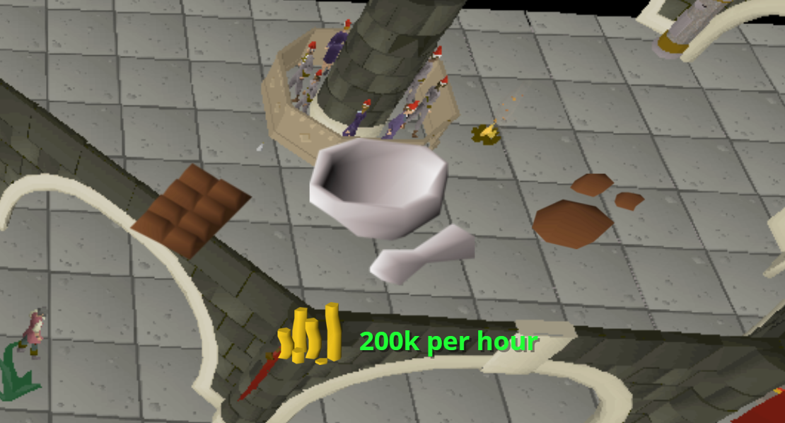 chocolate bar, pestle and mortar, chocolate dust - f2p money making method.webp