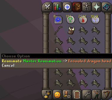 reanimating master reanimation to ensouled dragon head for prayer training method.webp