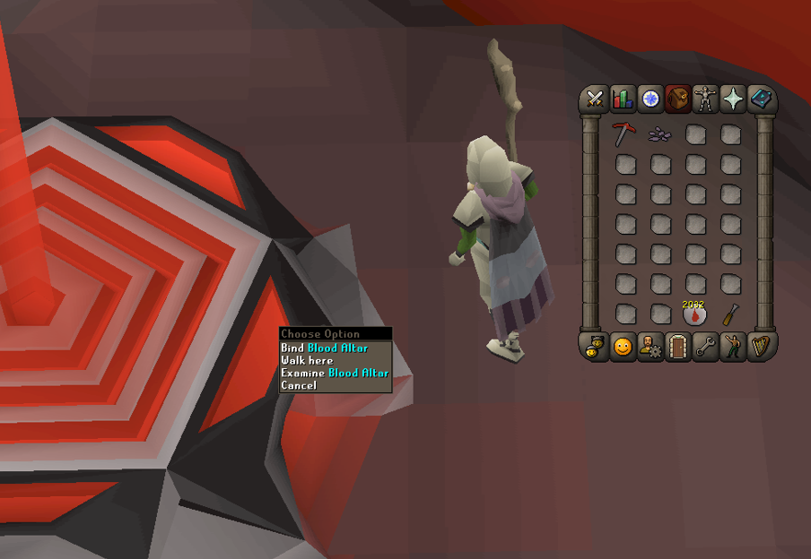 binding blood runes at the blood altar to craft blood runes.webp