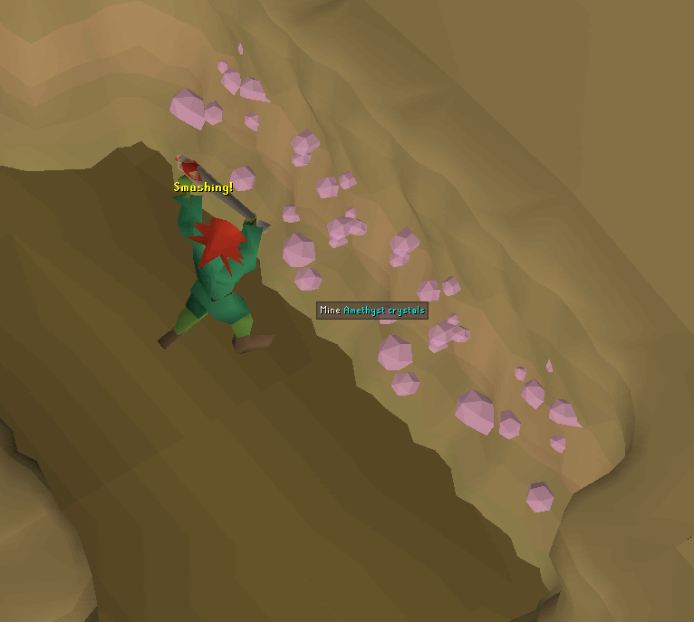 mining amethyst crystals at mining guild for afk money making 2025.webp