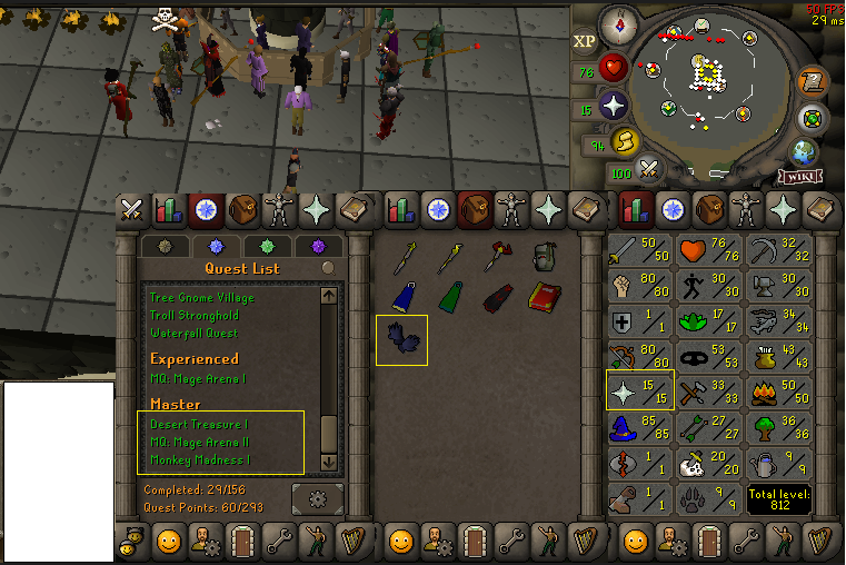 Pure 50 Attack 80 Strength 80 Ranged 85 Magic + Fully Quested