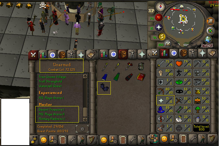 Pure 75 Attack 80 Strength 80 Ranged 85 Magic 