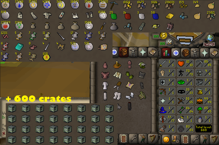 HCIM 99 Firemaking + 70 Agility + 83 Hunter + 77 Runecrafting + 85 Mining