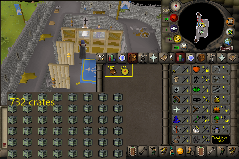 HCIM 99 firemaking + 70 agility + 83 hunter + chins