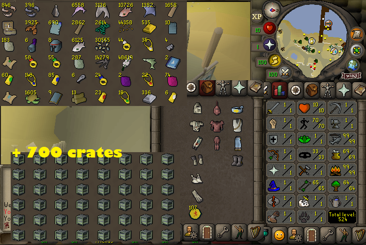 Hcim 99 fishing + 99 firemaking + 70 agility