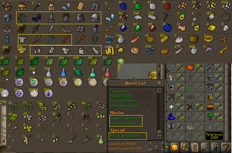 Hcim barrows gloves 99 Firemaking + 70 Agility + 83 Hunter + Untradeables