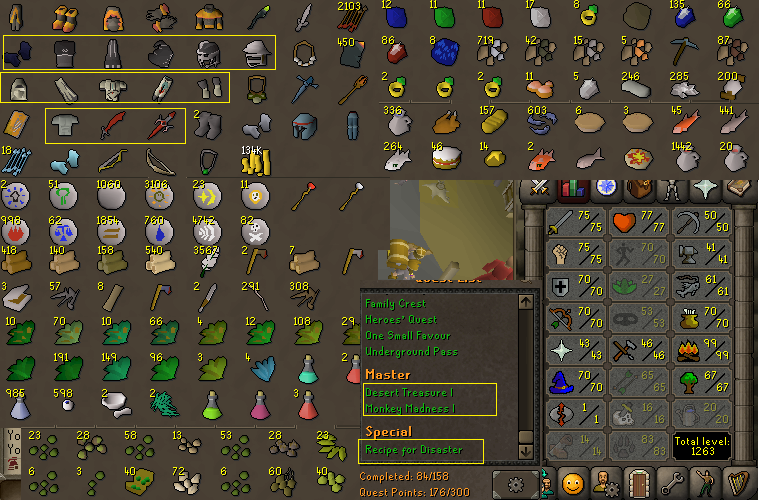 Hcim barrows gloves 99 Firemaking + 70 Agility + 83 Hunter + Untradeables
