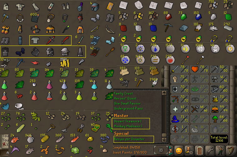 Hcim barrows gloves 99 Firemaking + 70 Agility + 83 Hunter + Untradeables