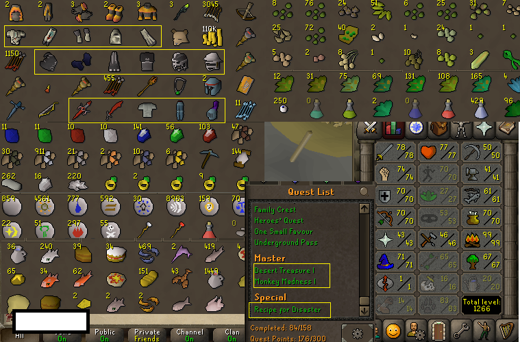 Hcim barrows gloves 99 Firemaking + 70 Agility + 83 Hunter + Untradeables