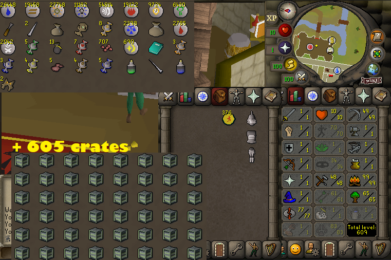 Ironman 99 Firemaking + 70 Agility + 83 Hunter + 77 Runecrafting