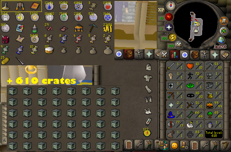 Ironman 99 Firemaking + 70 Agility + 83 Hunter + 77 Runecrafting