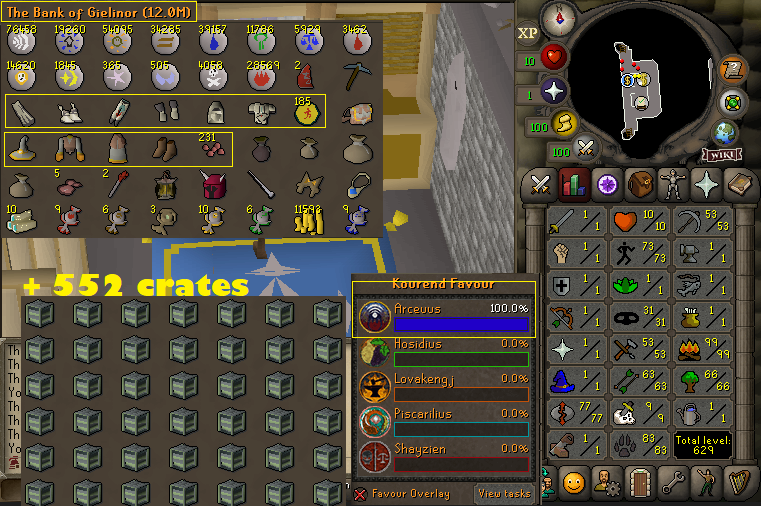 Ironman 99 Firemaking + 73 Agility + 83 Hunter + 77 Runecrafting