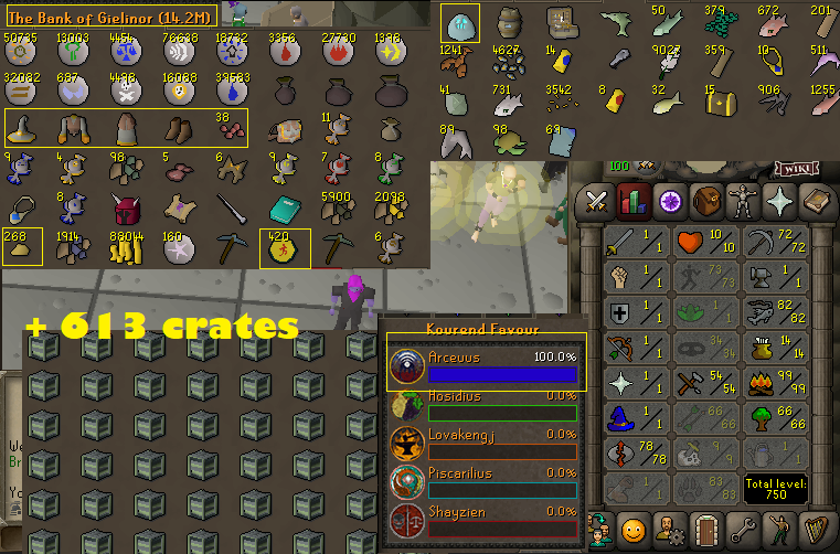 Ironman 99 Firemaking + 73 Agility + 83 Hunter + 78 Runecrafting + 72 Mining + 82 Fishing + Tempoross pet!