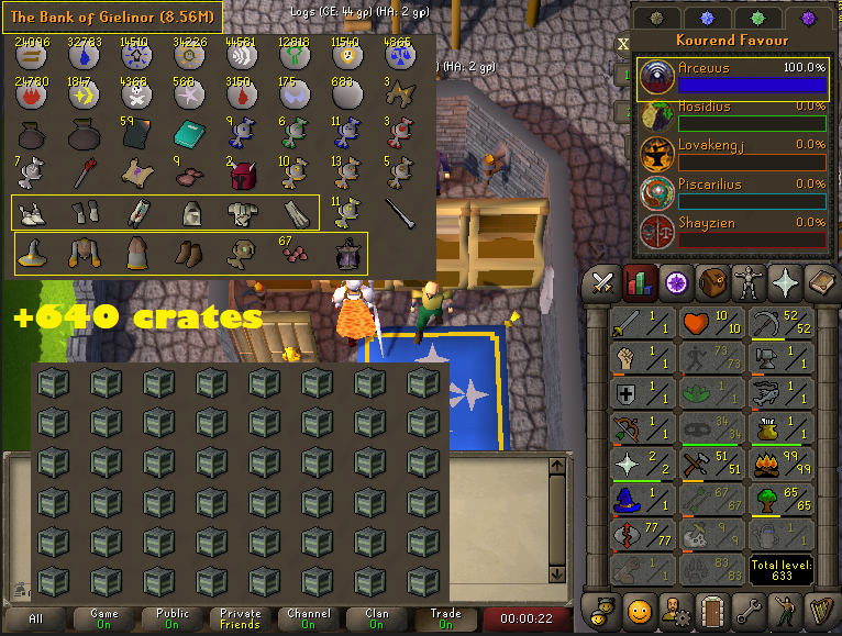 Ironman 99 Firemaking + 73 Agility + 83 Hunter + 77 Runecrafting