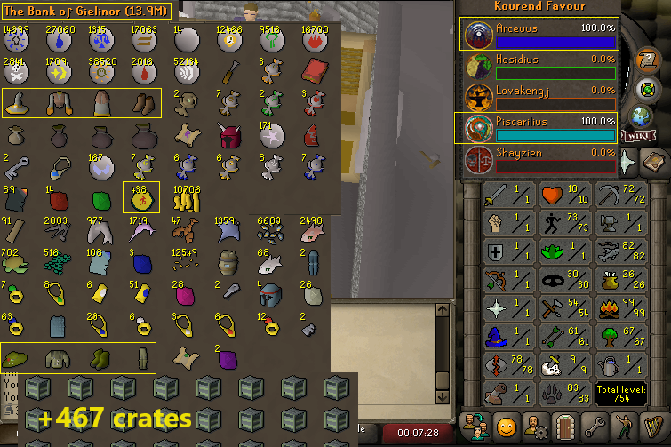 Ironman 99 Firemaking + 73 Agility + 83 Hunter + 78 Runecrafting + 72 Mining + 82 Fishing