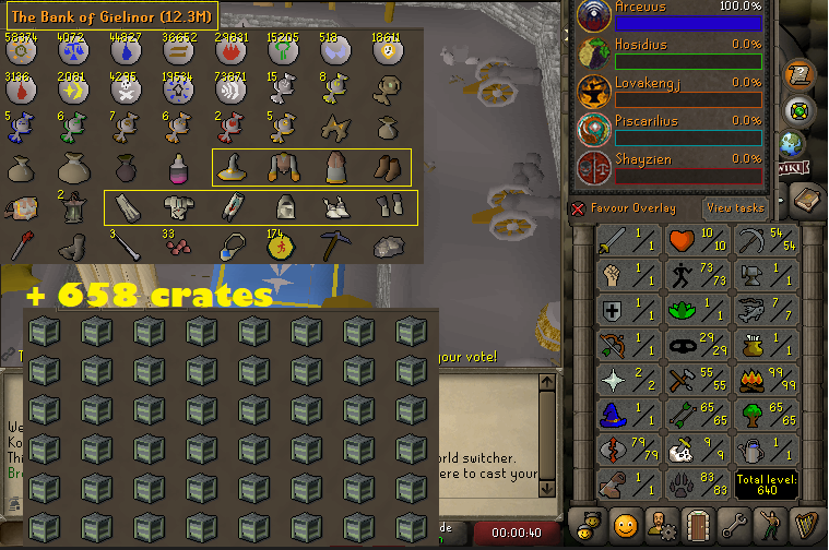 Ironman 99 Firemaking + 73 Agility + 83 Hunter + 79 Runecrafting