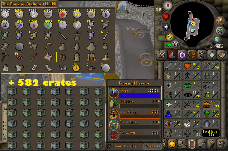 Ironman 99 Firemaking + 73 Agility + 83 Hunter + 79 Runecrafting