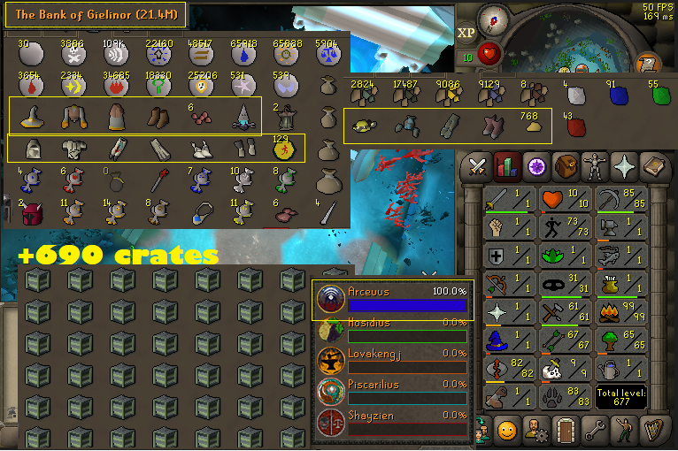 Ironman 99 Firemaking + 73 Agility + 83 Hunter + 82 Runecrafting + 85 Mining + GOTR Pet!