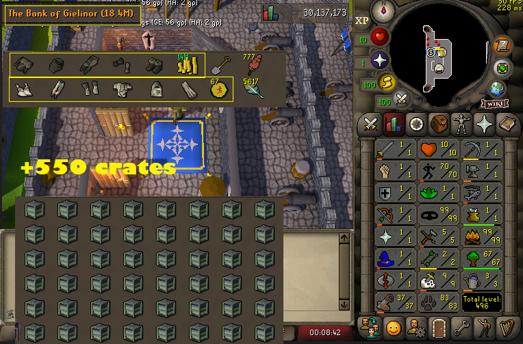Ironman 99 Thieving 99 Firemaking 70 Agility 83 Hunter + 14M Cash