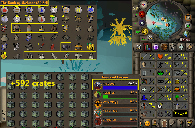 Ironman 99 Thieving + 99 Firemaking + 73 Agility + 83 Hunter + 79 Runecrafting  + Rocky Pet!