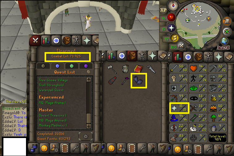 Maxed 50 Attack Pure, 99 Strength, 99 Ranged 94 Magic, 15 Prayer 83 construction!