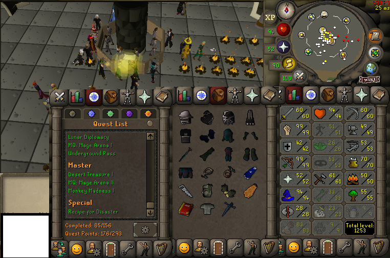 Maxed 60 Attack Zerker Pure 99 Strength 99 Ranged, 94 Magic, 52 Prayer