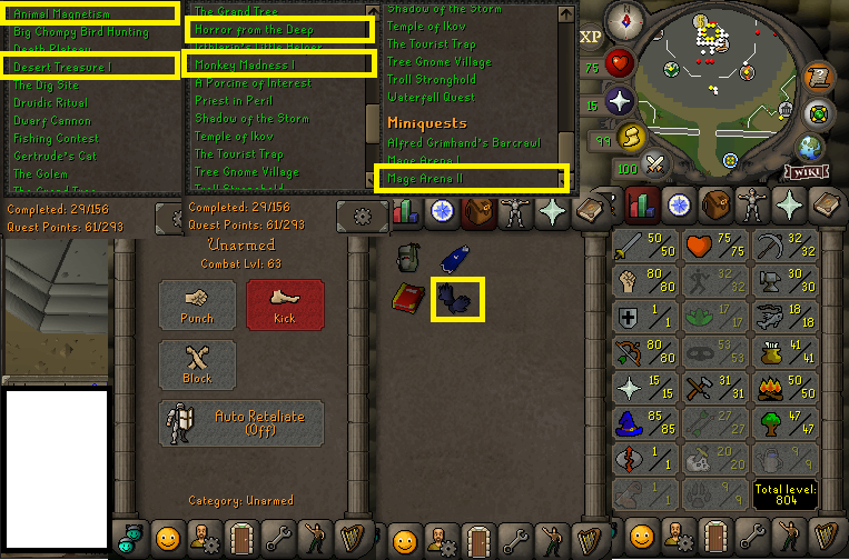 Pure 50 Attack 80 Strength 80 Ranged 85 Magic + Fully Quested
