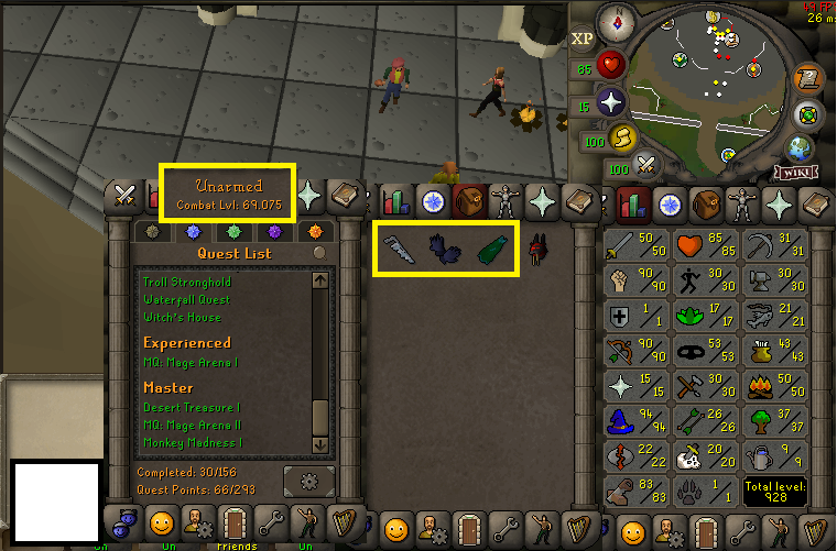 Pure 94 Magic 90 Strength 90 Ranged 15 Prayer + 83 construction