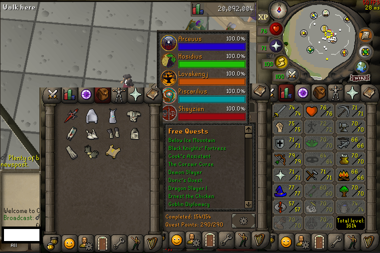 Quest cape account + all minigames + all favours done