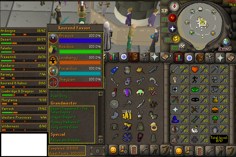 Quest Cape Account 300 Quest Points + All Miniquests + All favours done!
