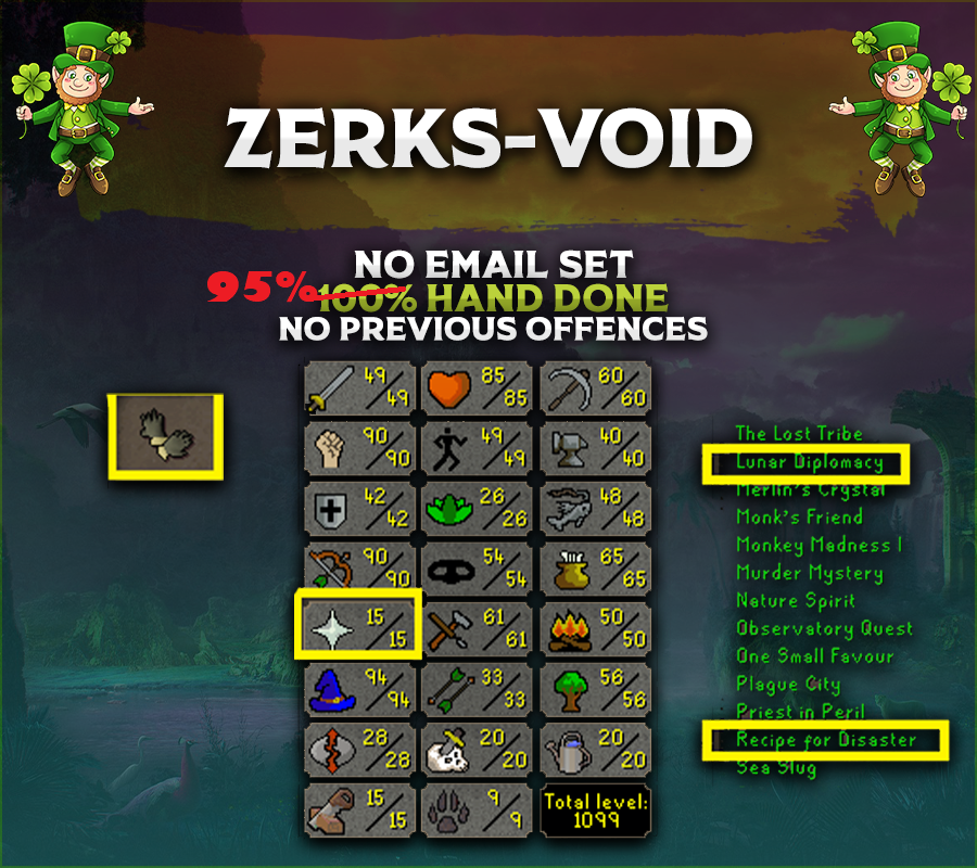 Uniqe Zerker Pure | No Email Set  |94 Magic + 90 Strength + 90 Ranged + 15 Prayer + 50 Attack