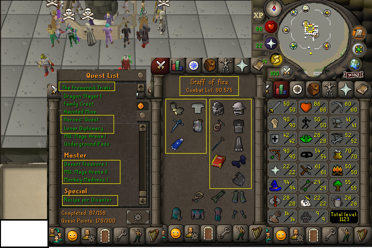 Zerker 50 attack 90 strength 90 ranged 94 magic 15 prayer Torso + Rune Defender + Full Void